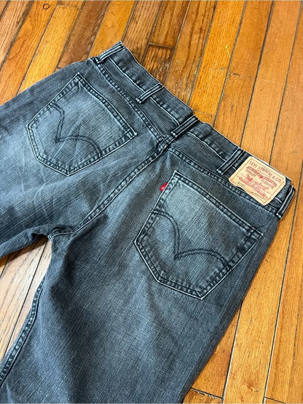 Levi's Men's Black Washed 505 Relaxed Jeans 38x30